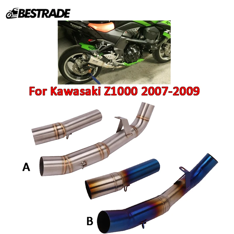 

Z1000 Motorcycle Exhaust System For Kawasaki Z1000 2007 2008 2009 Middle Pipe Slip On 51mm Muffler Tube Escape Left & Right Side