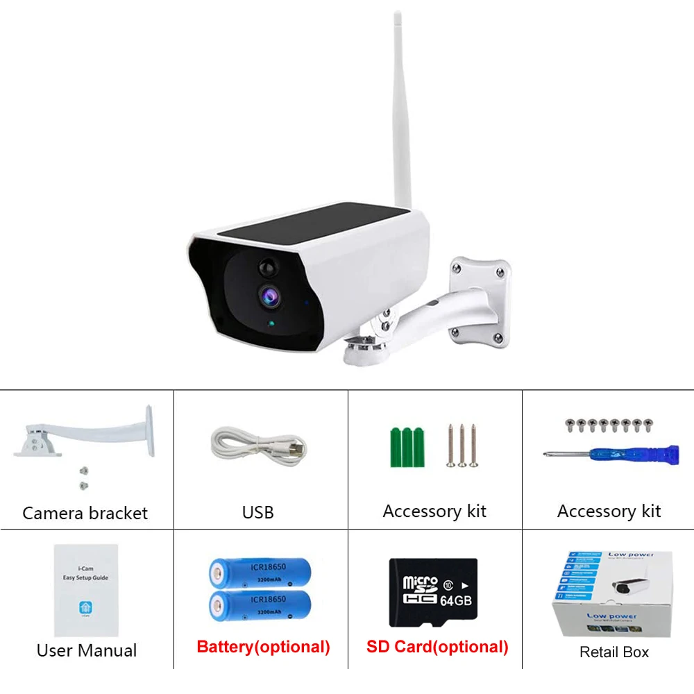 3MP Wireless Solar Powered WiFi Camera Outdoor Security Protection Surveillance Kamera CCTV Smart Home Solar Panel Battery Cam