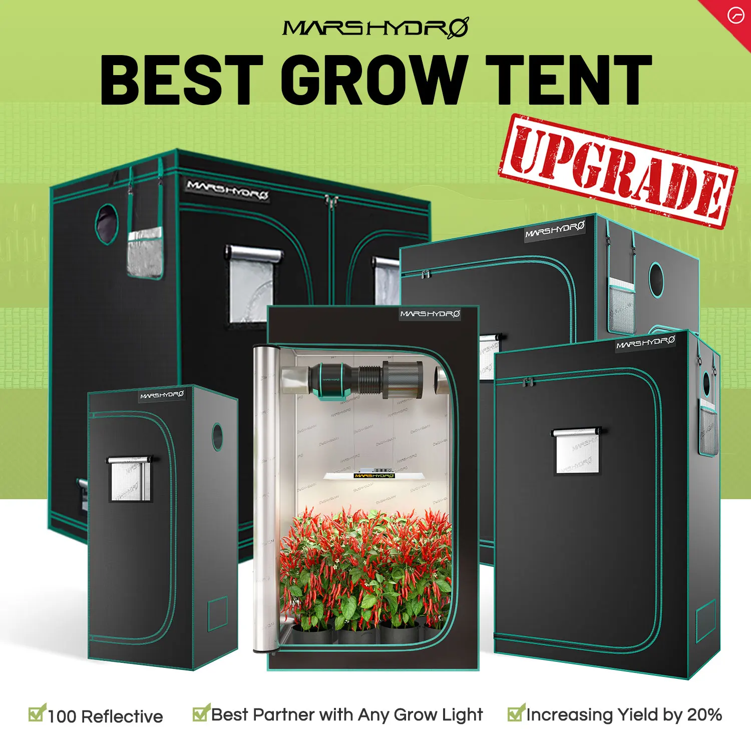 Mars Hydro-Indoor Grow Tent Series, Canvas Reflective Mylar Grow Tents with Removable Floor, Room Box, Plant, 1680D Growing Tent