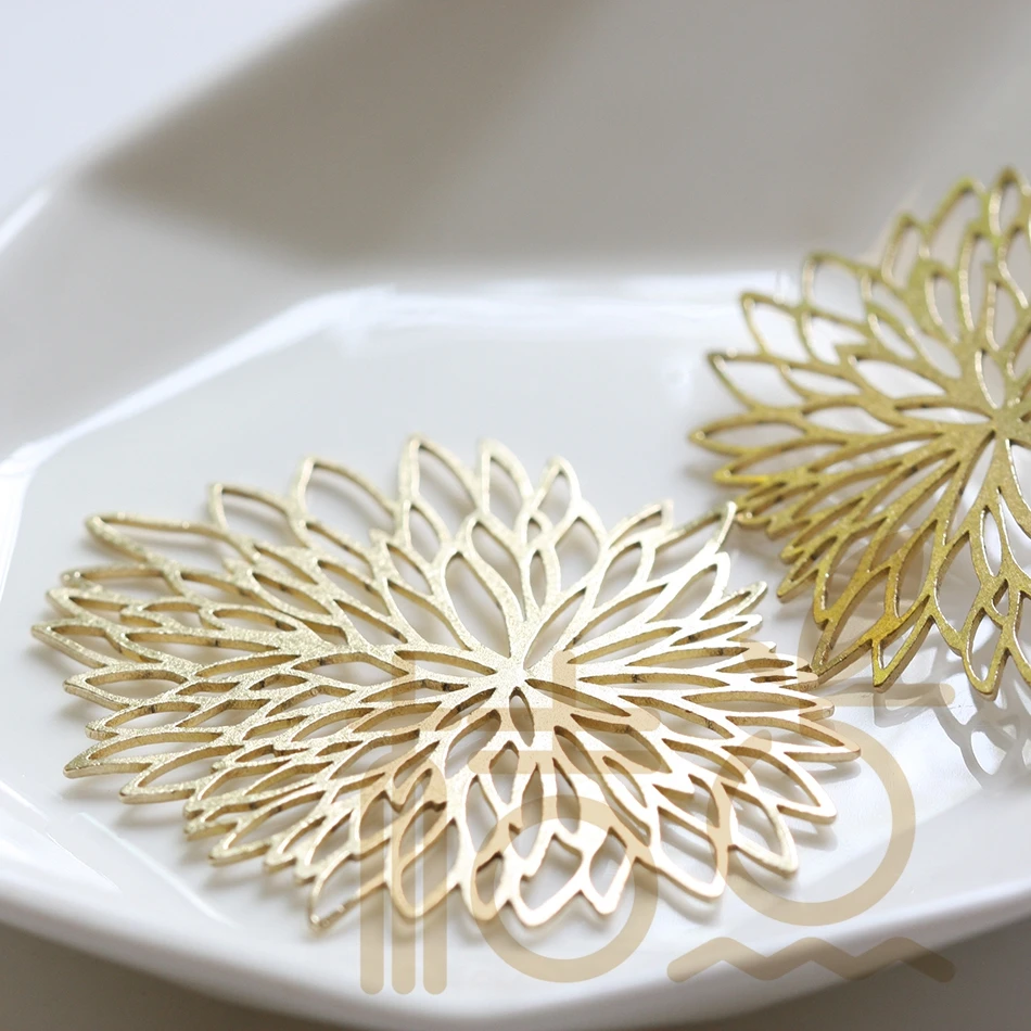 DIY Supply-Laser Cut Solid Brass Finding Flower - Link - 56x44mm (4352C)