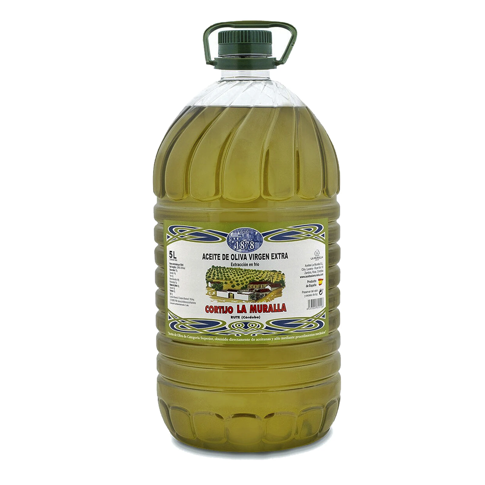 Dodatkowe oliwa virgin, Cortijo La Muralla, odmiana Hojiblanca, 5 L butelki, do zimnej ekstrakcji, AOVE 100% naturalne