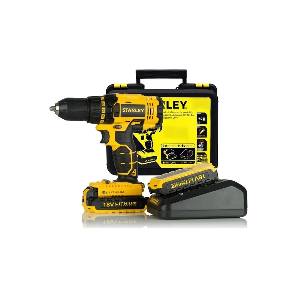 Stanley Power Tools Impact Dual Cordless Professional Screwdriver SBD20S2K 18Volt/1.5Ah Li-ion Battery Drill Woodworking Tool El