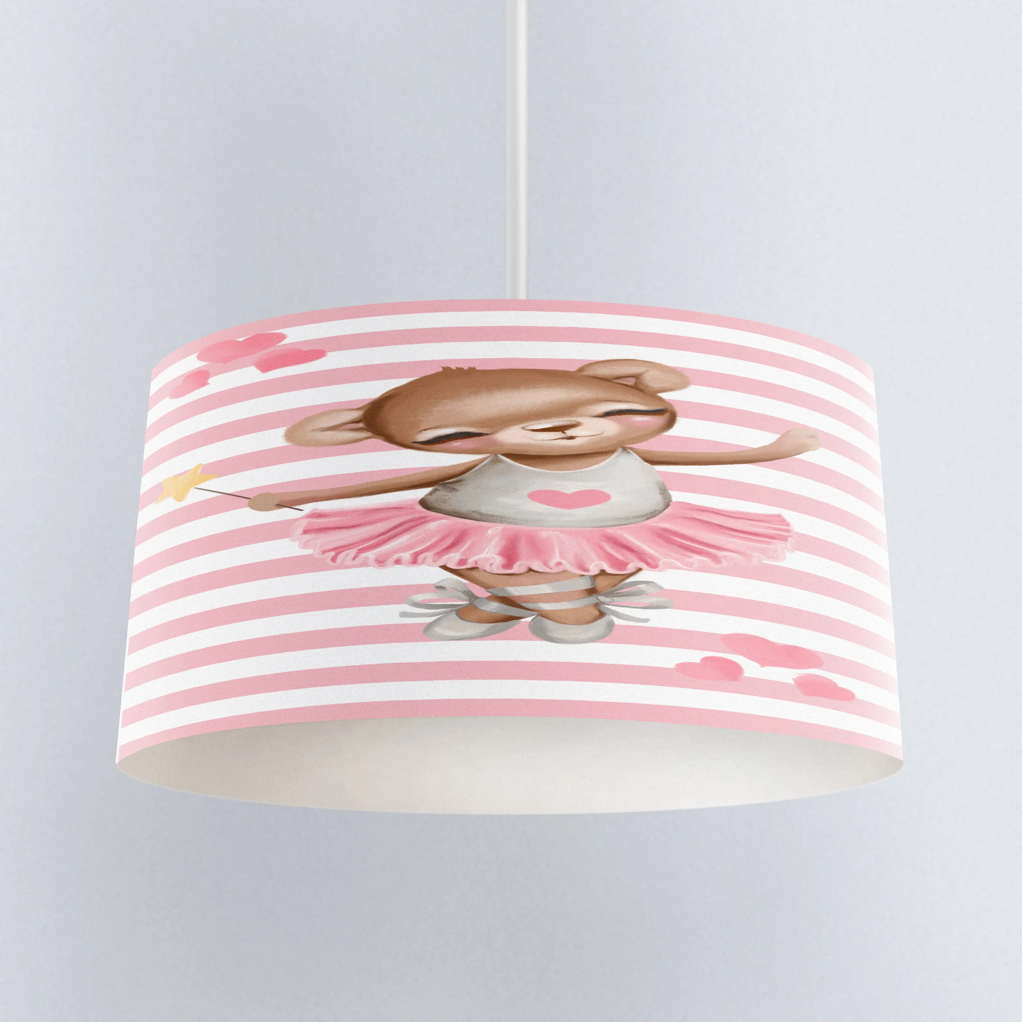 

Else Pink Lines Dancer Ballerina Bears Girl Print Fabric Kids Chandelier Lamp Drum Lampshade Floor Ceiling Pendant Light Shade