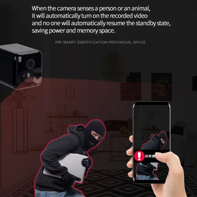 الأمن للرؤية الليلية كاميرا صغيرة واي فاي 1080P HD كاميرا بطارية قابلة للشحن اللاسلكية