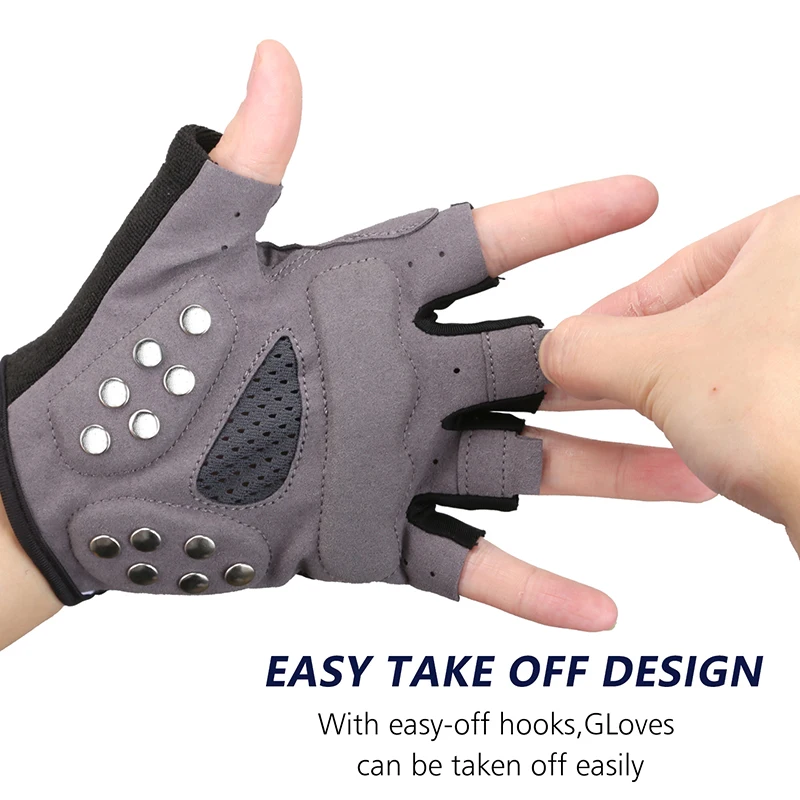 MOREOK Half Finger Breathable Protective Stainless Studs Palm Bike Cycling Gloves Skateboard Skating Gloves for Men and Women