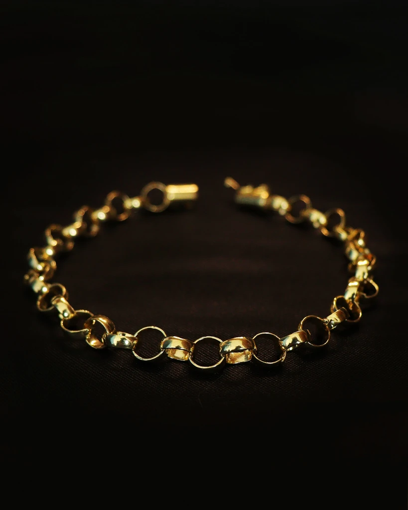 PORTUGUESE ELO 6 MM Identical to 18K Gold Old Coin Bracelet (Eternal Warranty in Color) Does not peel, does not darken