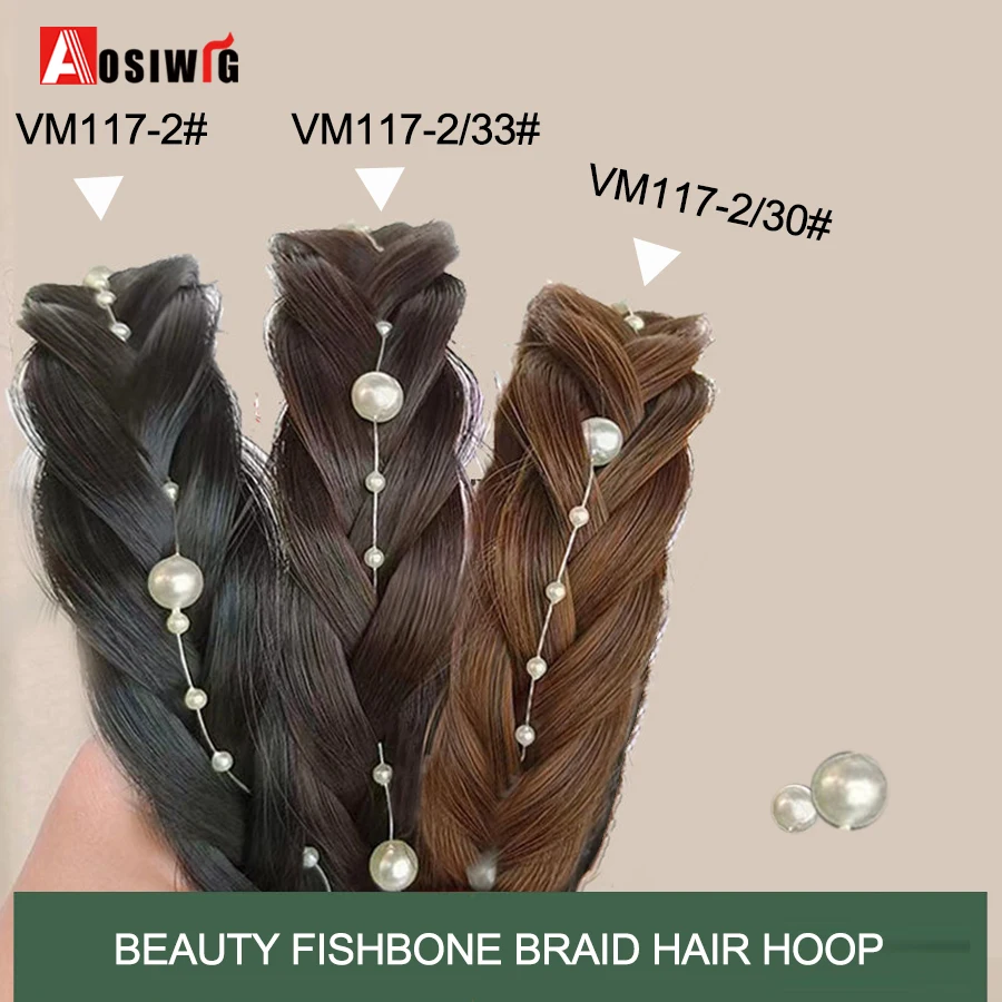 AOSI 1PC Synthetische Damen Haar Breite Fishbone Zöpfe Nicht-slip Stirnband Handgemachte Retro Stirnband Styling Kopfbedeckungen Zubehör – Detail 33