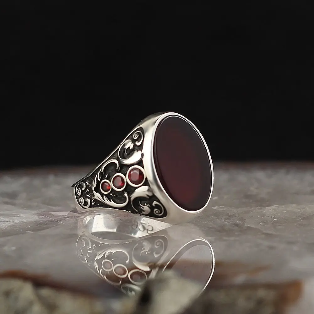 

Agate Gemstone 925 Sterling Silver Men 'S Ring