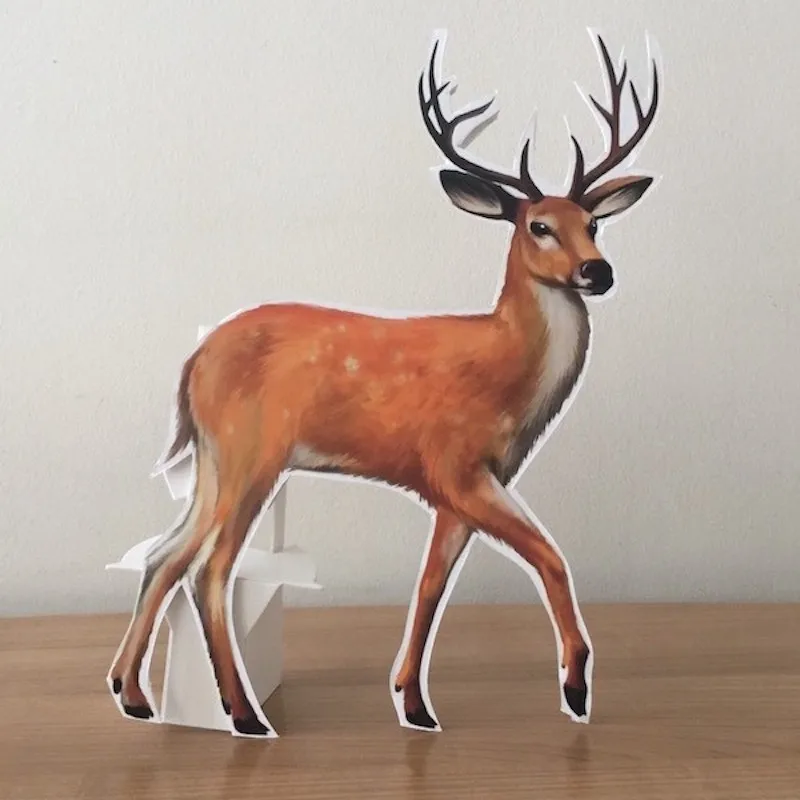 Deer Foam-board Cutout Standee with Cardboard Stand, Kids Birthday Decoration, Woodland Concept Party Supplies