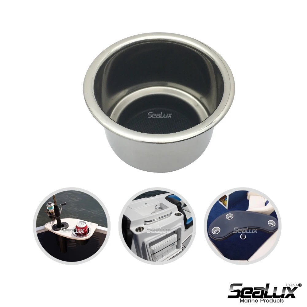 

Sealux Drink Holder With Drain Stainless Steel 304 High Polished for Boat Yacht