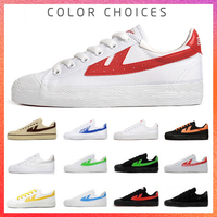 WARRIOR Multiple Colour Men Big Size 46 45 Vulcanization Canvas Shoes Women Pink Lace Up White Shoes Mujer Chaussure Femme