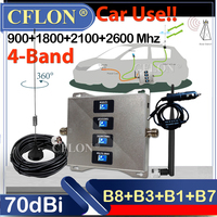 4-Band Mobile Signal Booster for Car, 4G Cellular Amplifier, GSM, DCS, LTE, 2G, 3G, 900 MHz, 1800 MHz, 2100 MHz, 2600 MHz