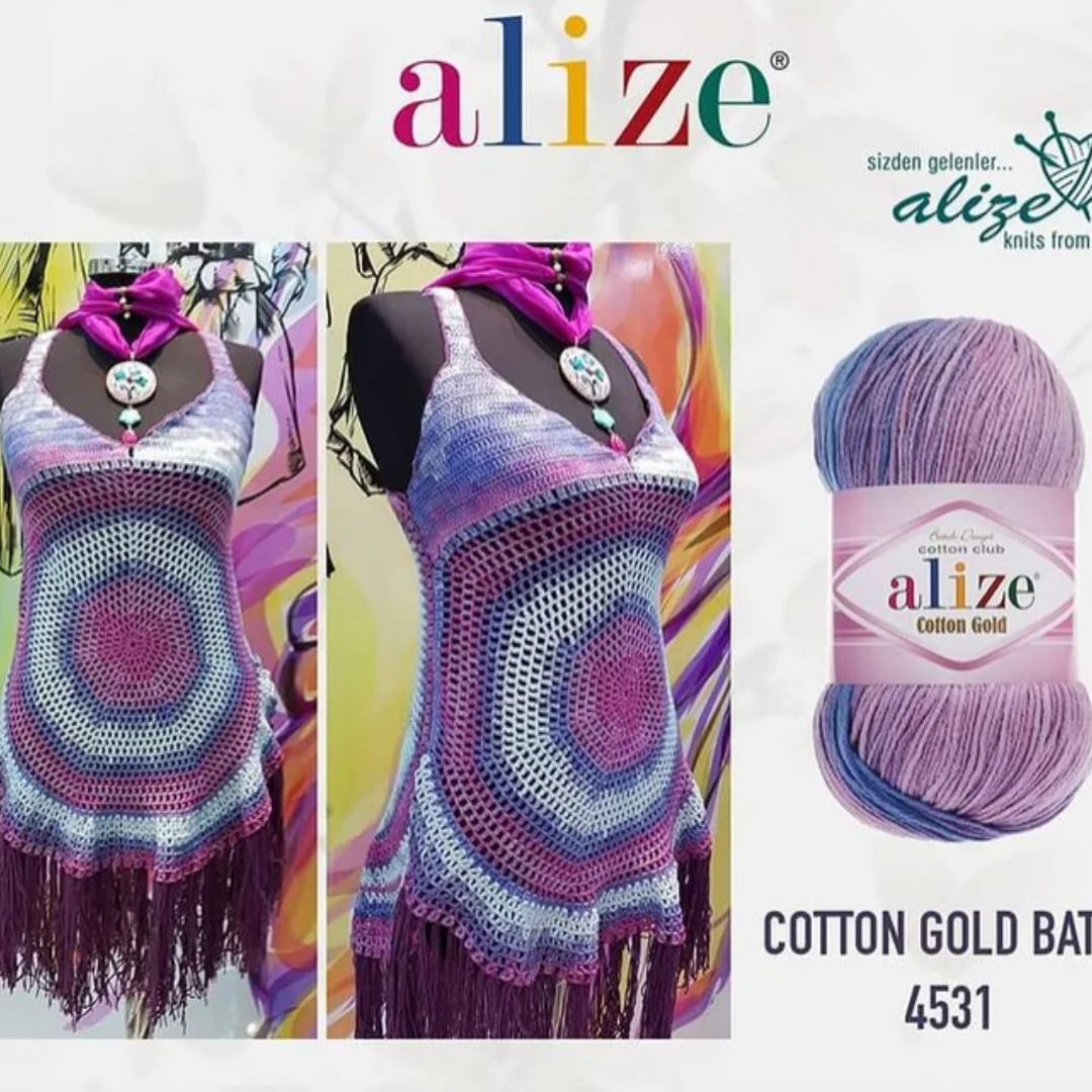 Alize bawełniany złoty Batik, przędza dziewiarska, szydełkowy, miękki, akrylowy, wielokolorowy, wełna, przędza bawełniana, turecka nić, Amigurumi