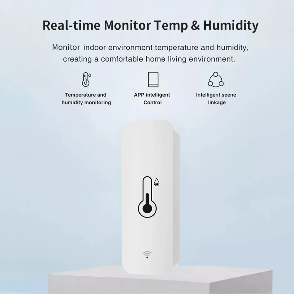 Tuya-Sensor inteligente de temperatura y humedad, Monitor remoto por aplicación para Smart Home, SmartLife, funciona con Alexa, asistente de Google, WiFi