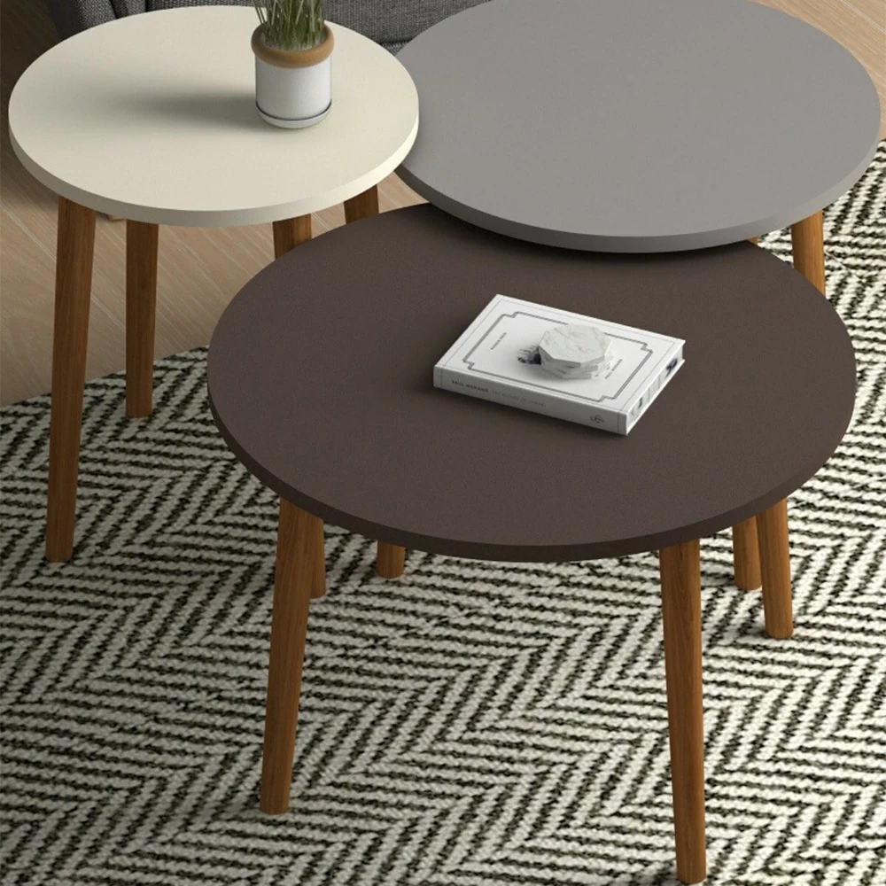 3 pcs Coffee Table Tea Coffee Service Table Round Living Room Commode, Sofa Table Side Table Nesting Table Service Table Quality