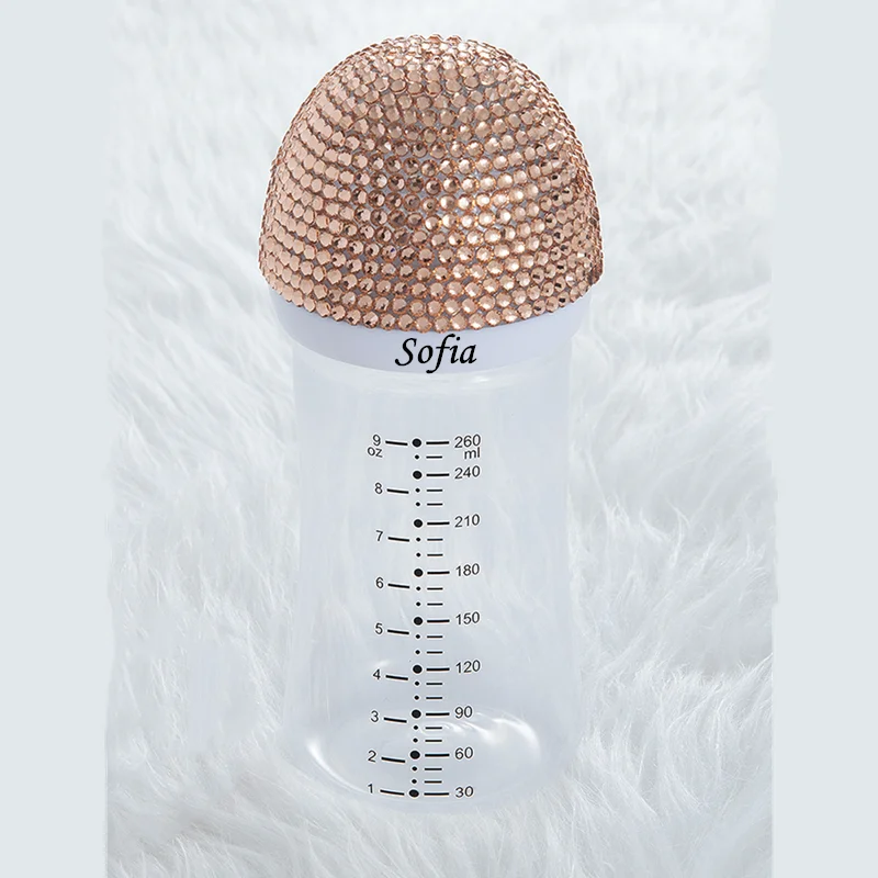 MIYOCAR personalized any name can make lovely bling baby bottle 260ml plastic  BPA free many colors choose baby shower gift