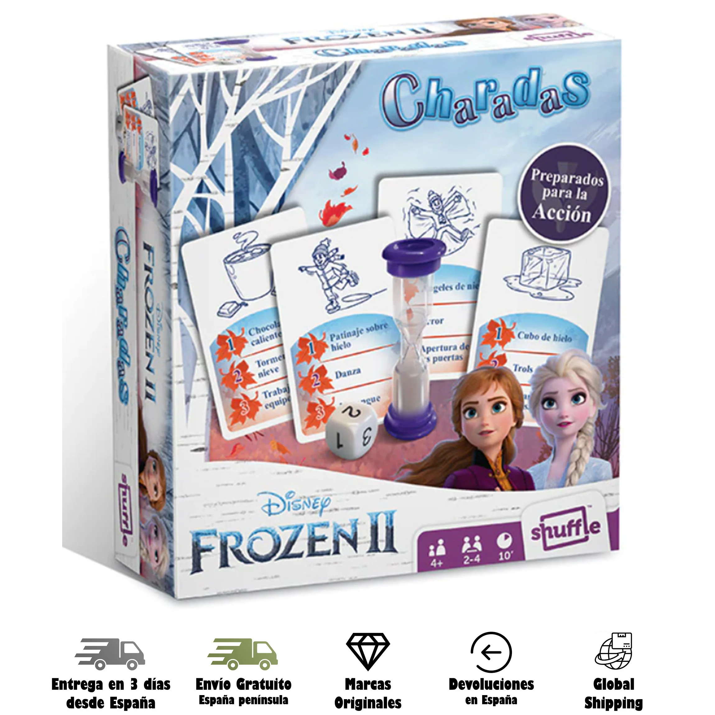 Cartamundi, Shuffle, FROZEN II card game, Disney, ice princess 2, card game, charades, mimics, table game, kids, adults, family, game