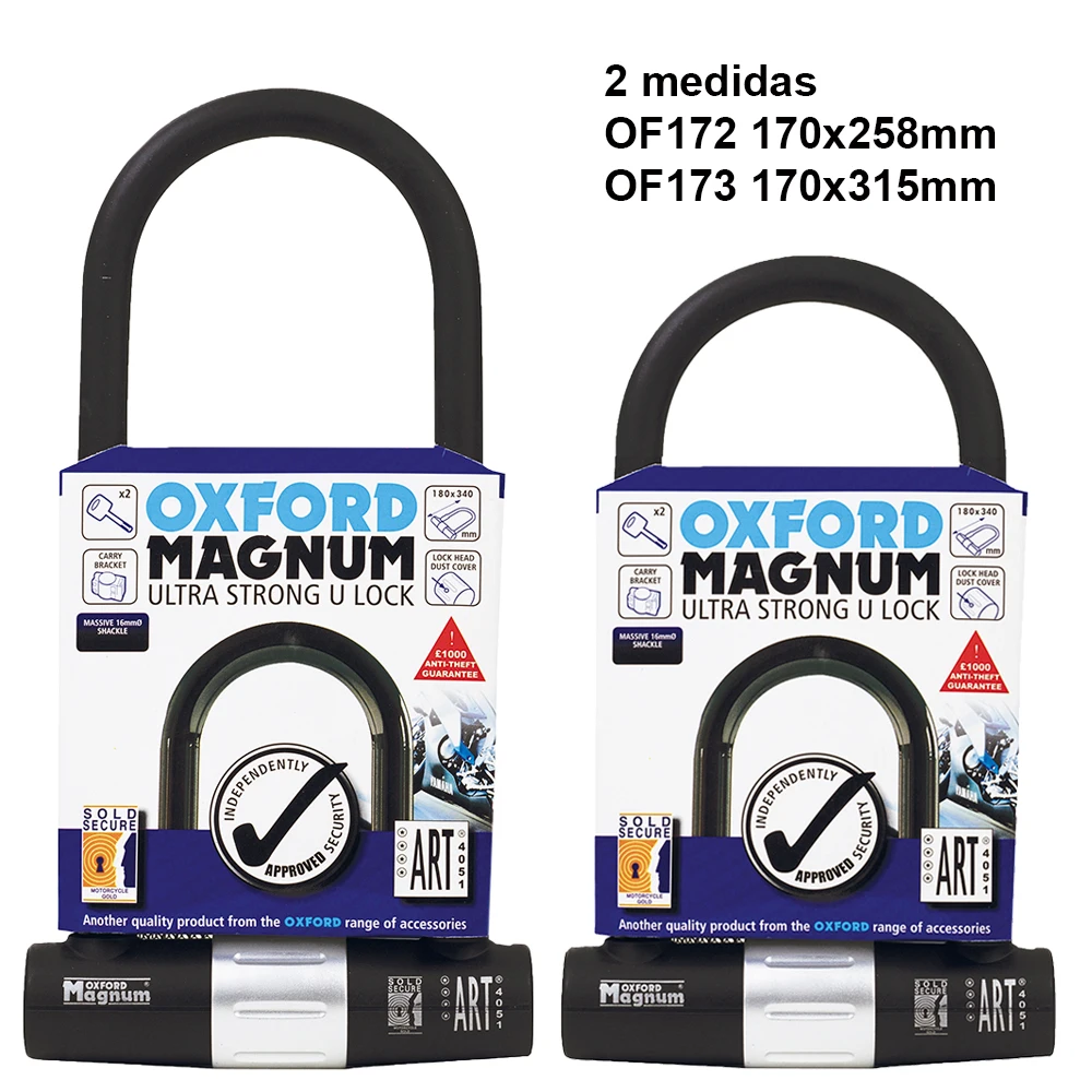 Oxford OF172 OF173-motorcycle lock Magnum horseshoe safety motorcycle, 2 sizes 258mm / 315mm