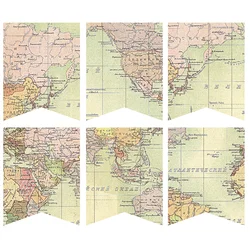 Old World Map Banner Antique Map Garland Shabby World Map Bunting Travel Decor Graduation Weddings Party Supplies
