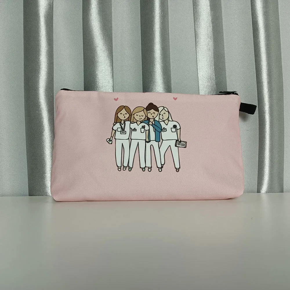 Cztery pielęgniarki Cartoon drukowane kosmetyczka śliczne torby do przechowywania piórnik przenośne torby podróżne moda damska torba zestaw narzędzi