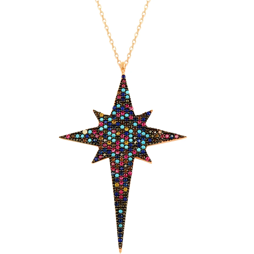 Boho Northstar Necklace North Pole Necklace Pole Star Necklace 925 Sterling Silver Bohemian Fashion Mujer Collier Femme New