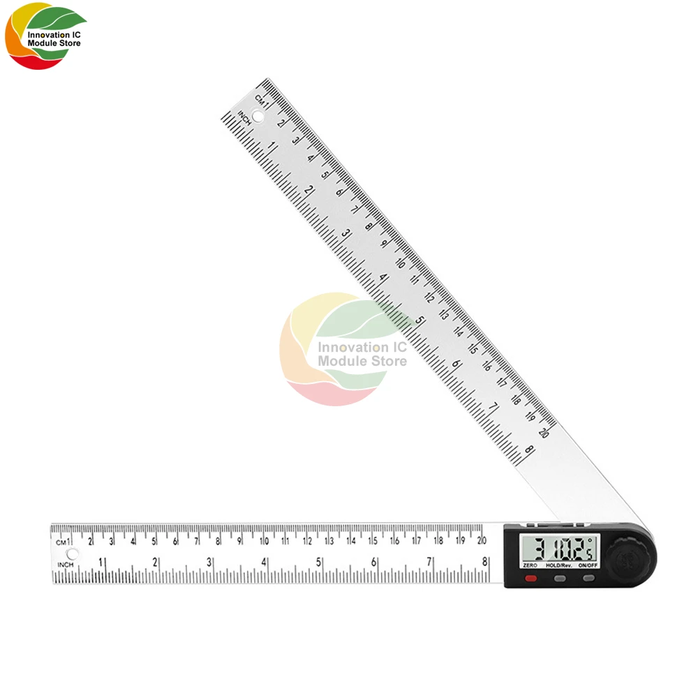Digital Display Angle Ruler Protractor Right Angle Ruler Woodworking Ruler Angle Measuring Instrument 360° Angle Ruler 0-200mm