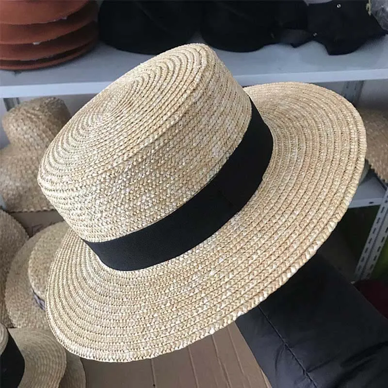 Klasyczny kapelusz na plażę wstążka kokardka kapelusz wioślarski szerokie rondo letnie kapelusze przeciwsłoneczne dla kobiet panie pszenica słomiany kapelusz Kentucky Derby Hat