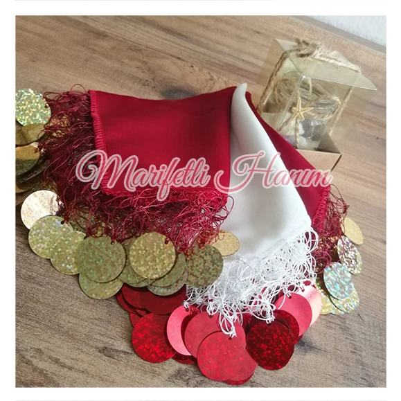 Kırmızı Beyaz Gelin Halay Mendili for Bride and Bridesmaids Henna and Wedding Dance Scarf Tanztücher