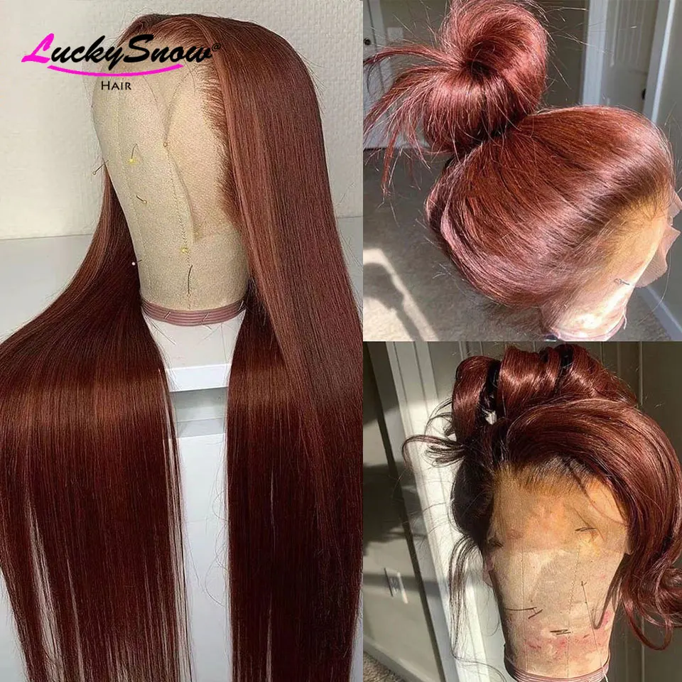 Transparante 13x4 Kant Frontale Pruiken 30 Inch Bruin Recht Braziliaans Menselijk Haar Pruik Cosplay Lijmloos Voor Vrouwen 180 Dichtheid