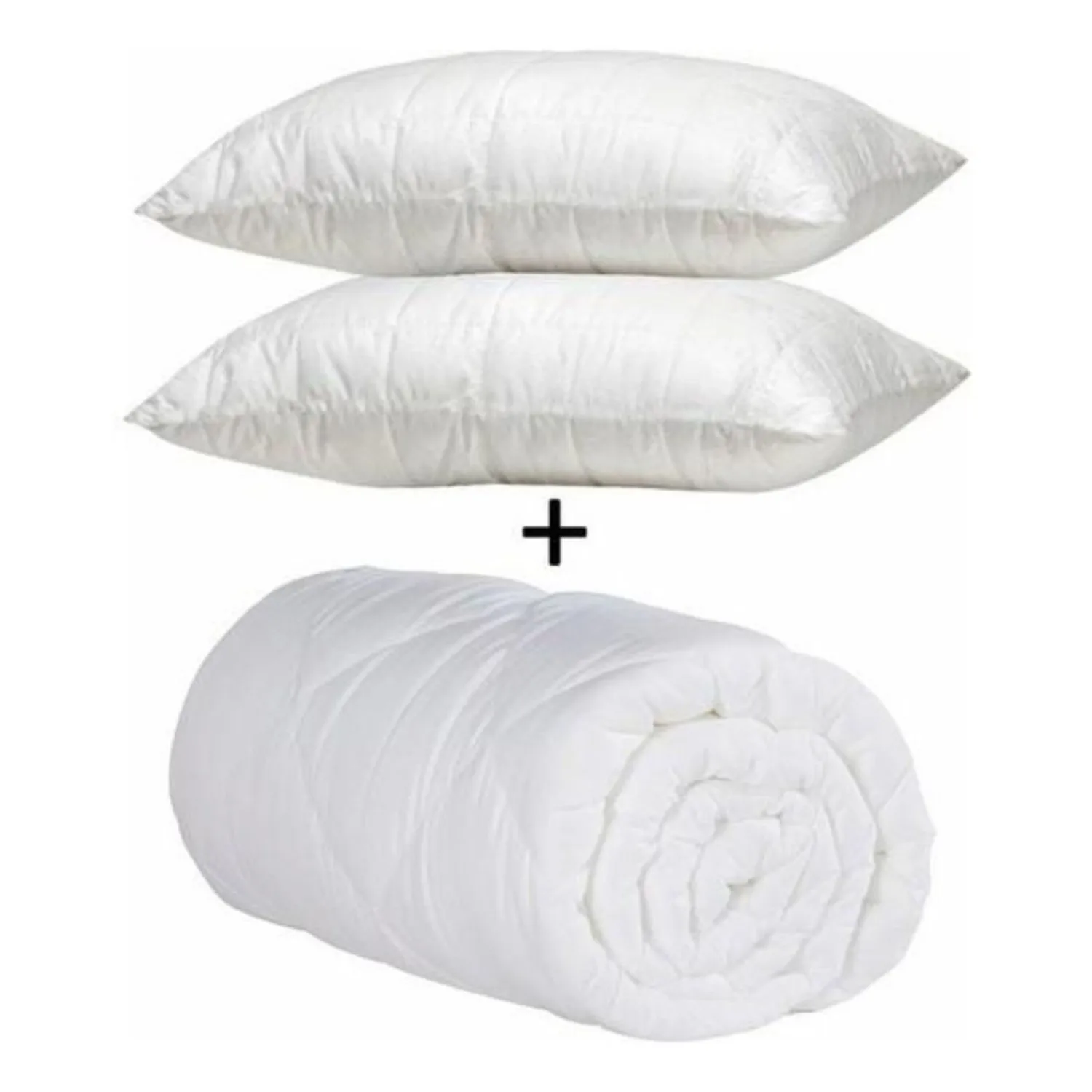 Double Cotton Chubby Quilt Set + 2 Pieces Pillow Non-Slip Slilicone Cushion Comfort Soft Sweet Home Guest