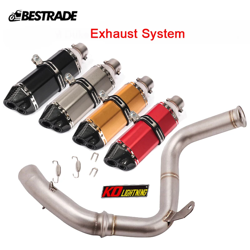 Motorcycle Exhaust System Mid Link Pipe Exhaust Muffler Silencer Tube With DB Killer Modified For Duke 390 250 125 RC390 2017-21