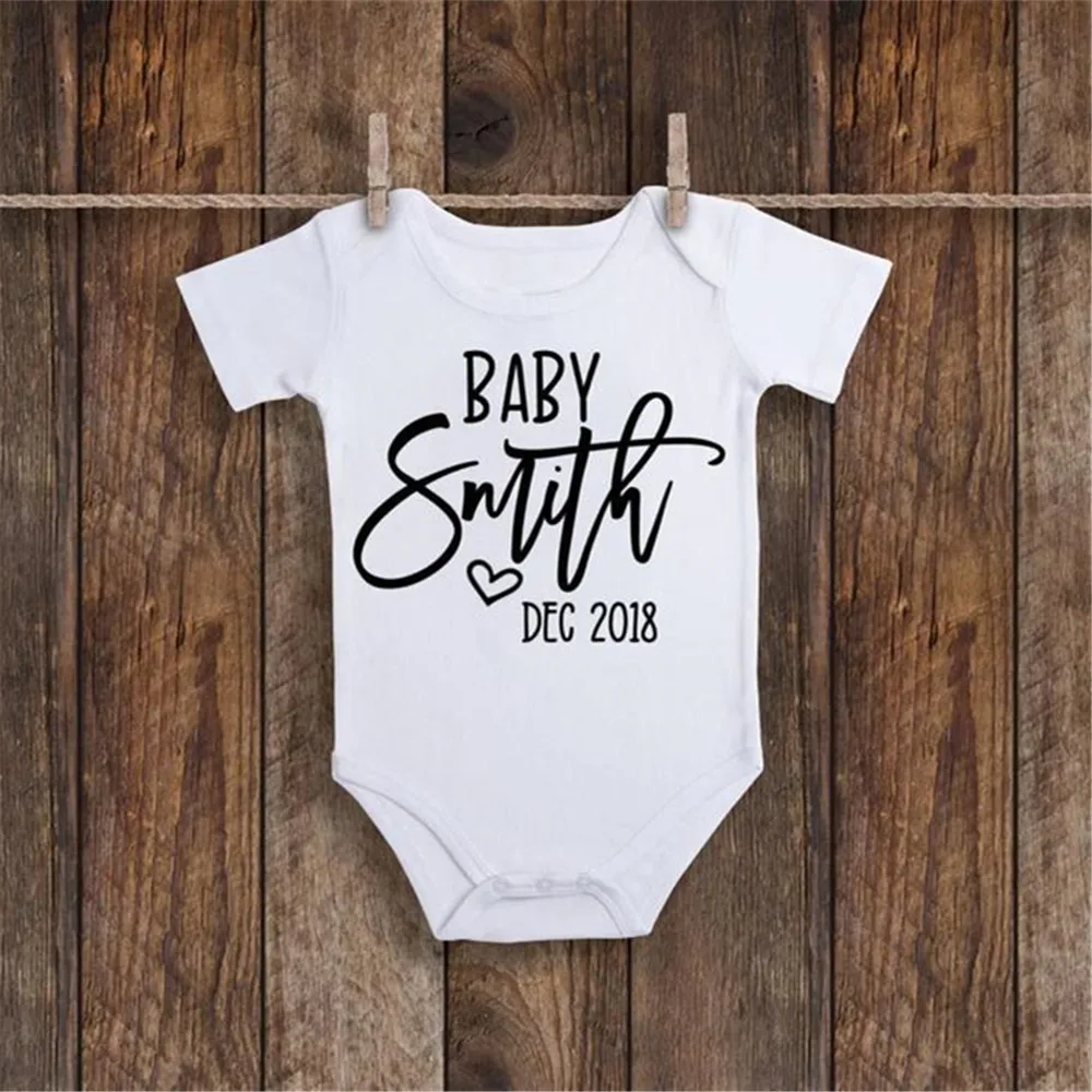 Macacão infantil personalizado, anúncio de gravidez, macacão unissex personalizado para bebês, nome do bebê