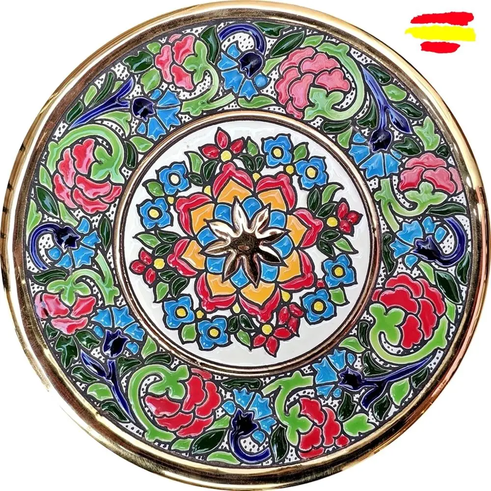 Ceramic plate 17cm./6.7 inch diameter - ceramics glazed up handmade - Made in Spain - gold 24k - ARTECER - MIJASCERAMIC -