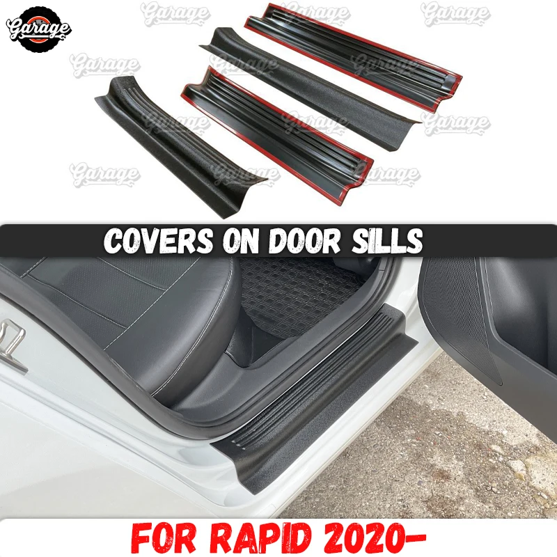 

Guard covers on door sills for Rapid 2020- ABS plastic pads accessories protective plates scratches car styling tuning