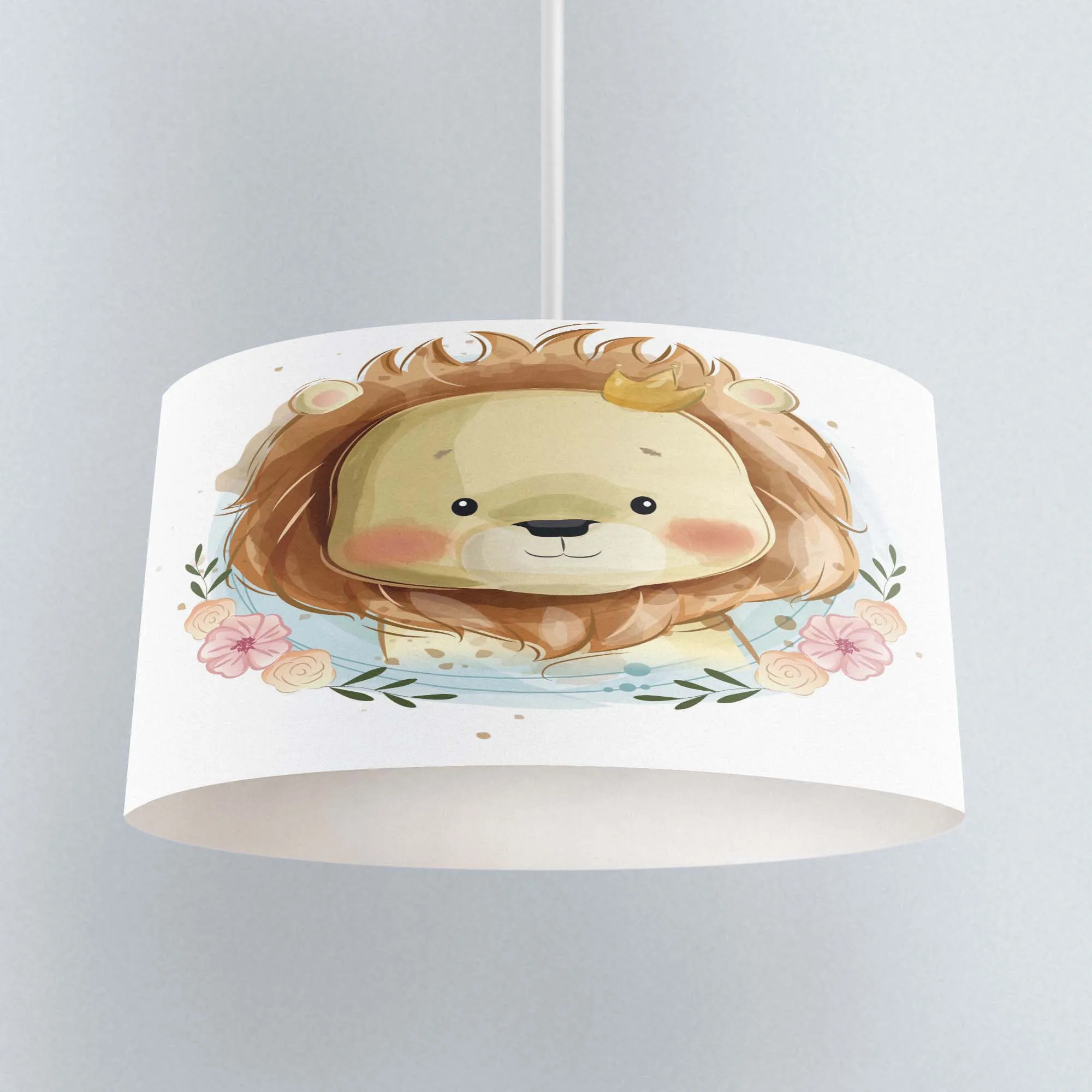 

Else Funny Cutle Jungle Animals Lions Print Fabric Kids Chandelier Lamp Drum Lampshade Floor Ceiling Pendant Light Shade