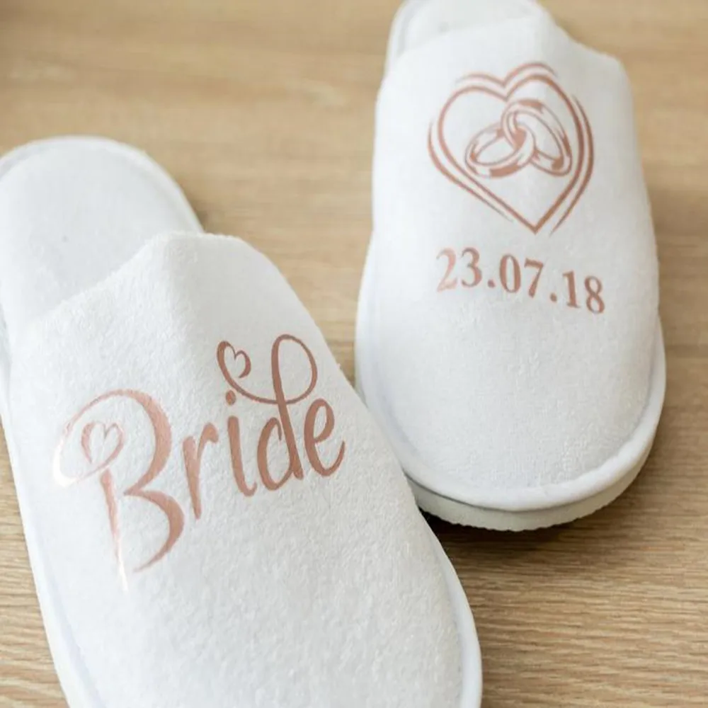 Personalised Wedding Bridal Party  Slippers Bride Mother of the Bride/groom Bridesmaid Gift rose gold foil gold glitter silver