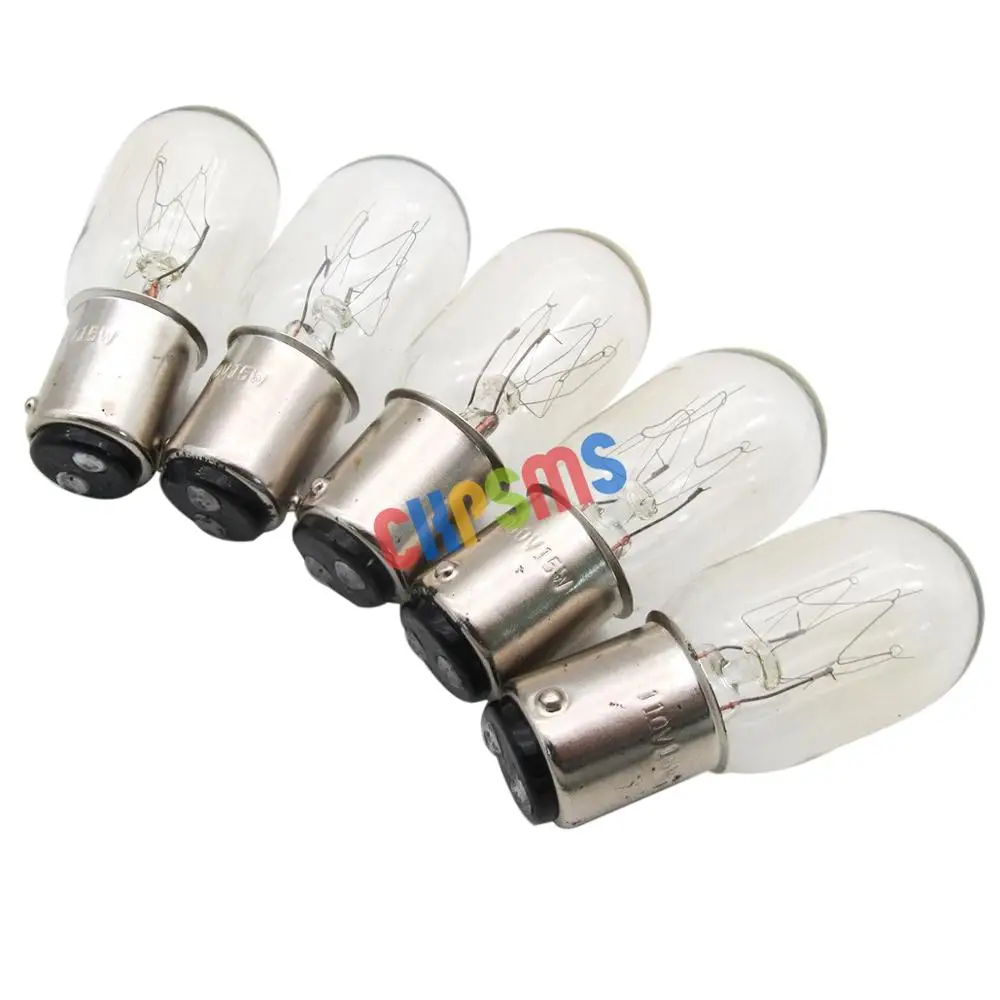 5PCS #BA15D 110V  BULB 15W BAYONET DOUBLE CONTACT FOR Singer Home Sewing Machines