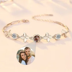 925 Sterling Silver Projection Photo Bracelet Personalized Heart Pendant Bracelet Memorial Jewelry Birthday Valentine's Day Gift