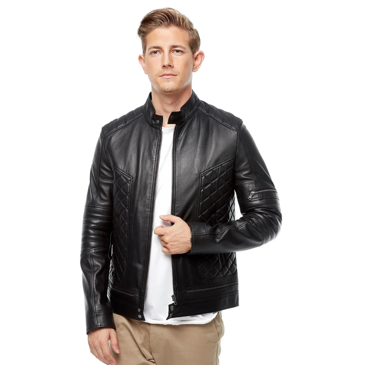Drago nero maschile cappotti in pelle Orjinal pelle di agnello autunno inverno 2022 Biker Slim Large Size muslimah