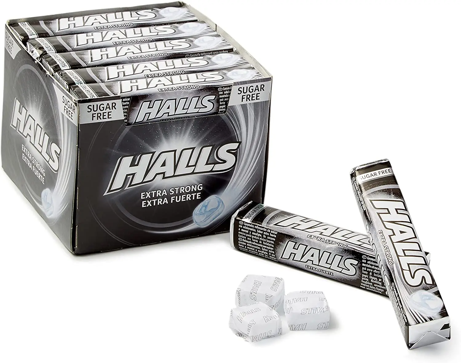 Halls-Estojo com 20 Sticks de 32 g cada, Sabor, Doces Rígidos sem Açúcar, Sabor Mel e Limão, Original, Mistura Comum