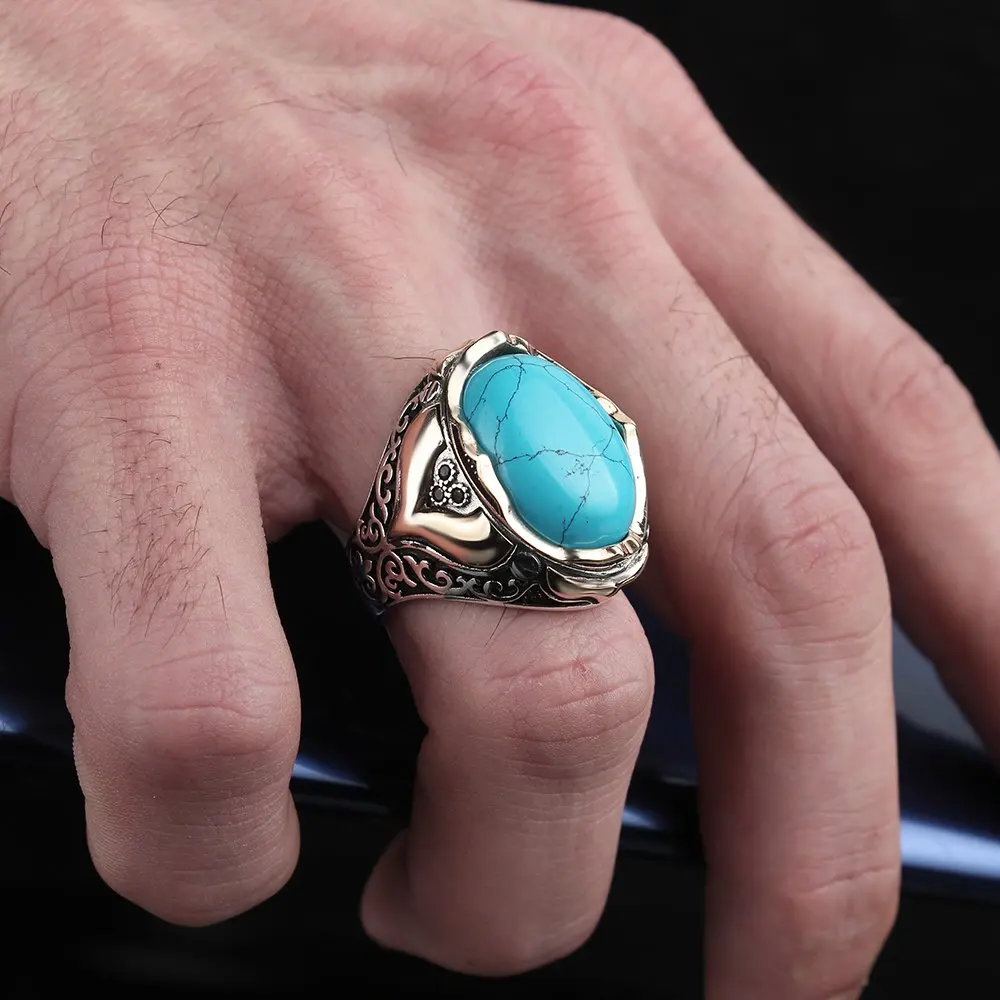 Real Pure 925 Sterling silver ring real agate stone hand made made in turkey luxury and trendy model vintage style model