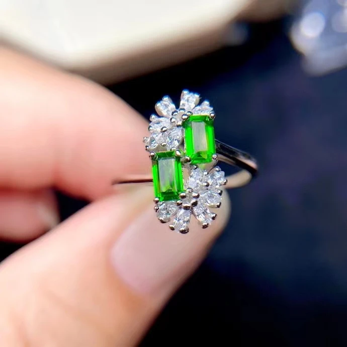 

KJJEAXCMY Fine Boutique 925 Silver Jewelry Natural Gem Diopside Ladies Women's Ring Missgirl Female