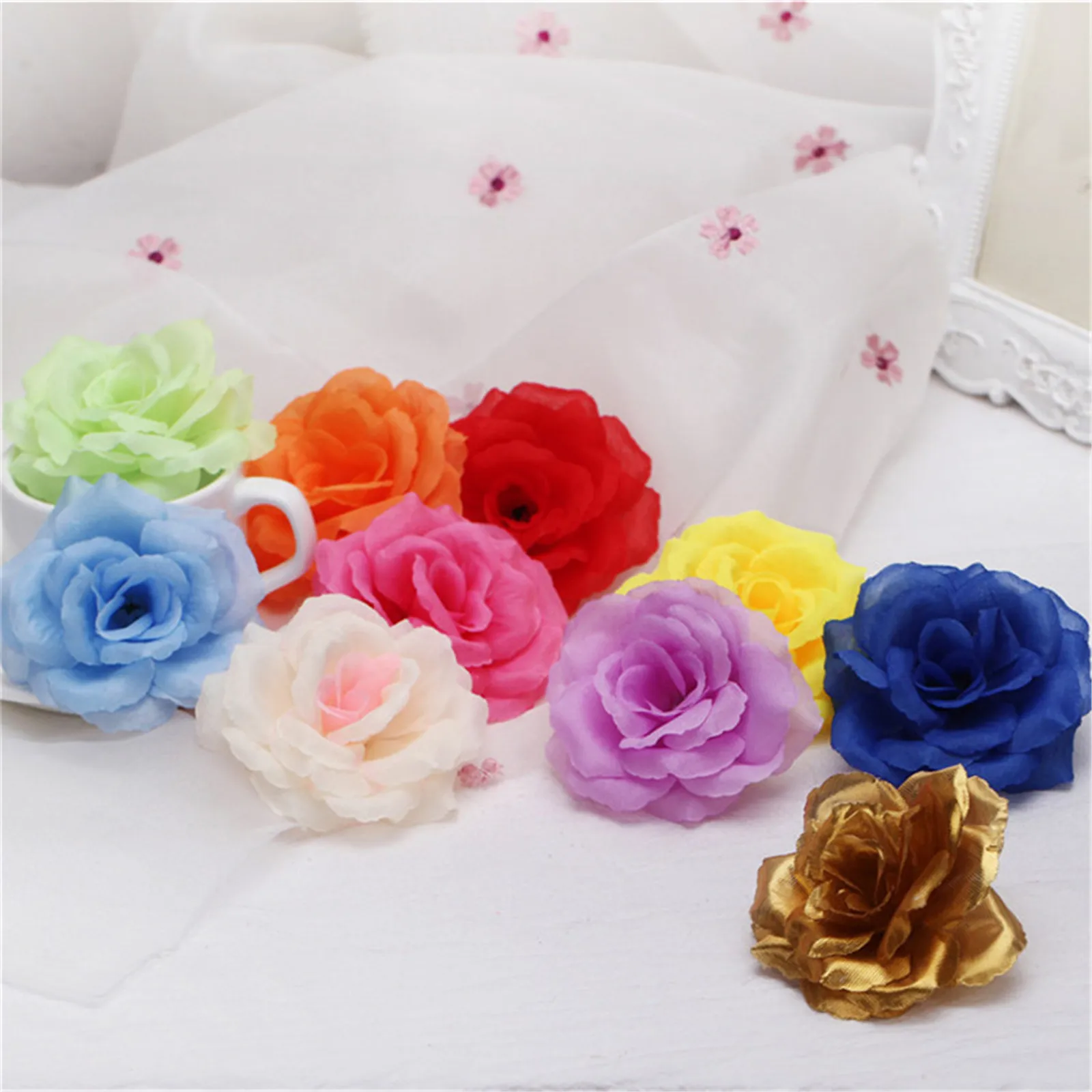 Silk Flowers Wholesale Fake Silk Roses 100 pcs 3 inch Artificial Flower Buds Bulk Wedding Floral Decoration Wedding Arch Flowers