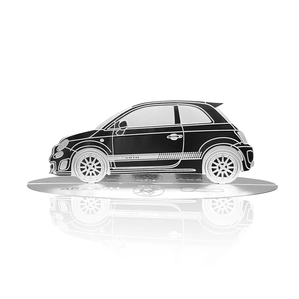 Diecast model shape engraved stainless steel car Fiat 500 Abarth