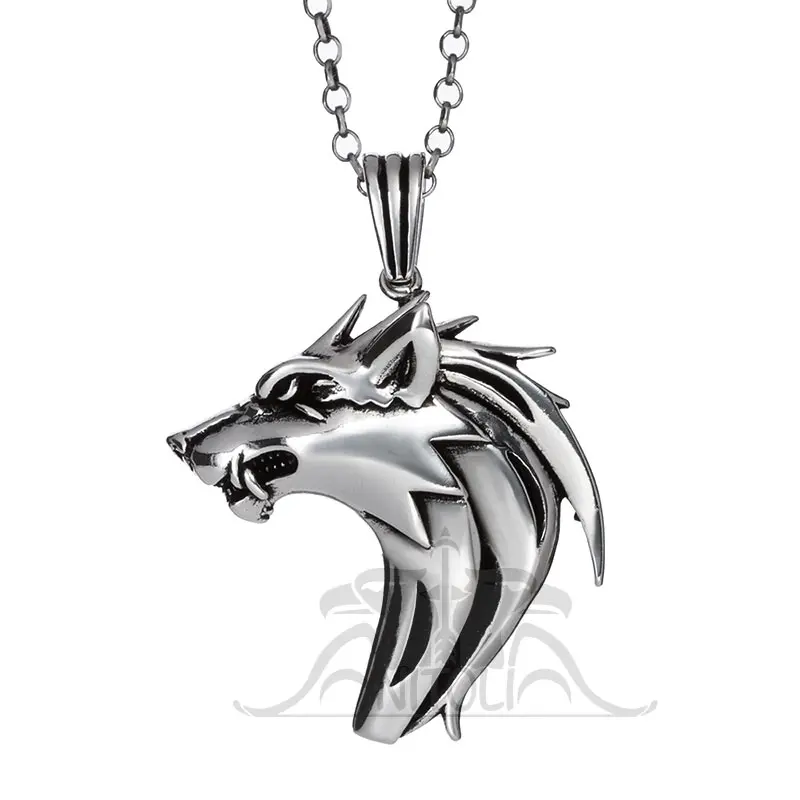 925 Sterling Silver Wild Snarling Beast Wolf Necklace Men's Jewelry Fashion Accessory Gift Muslim Classic Luxury Modern Quality