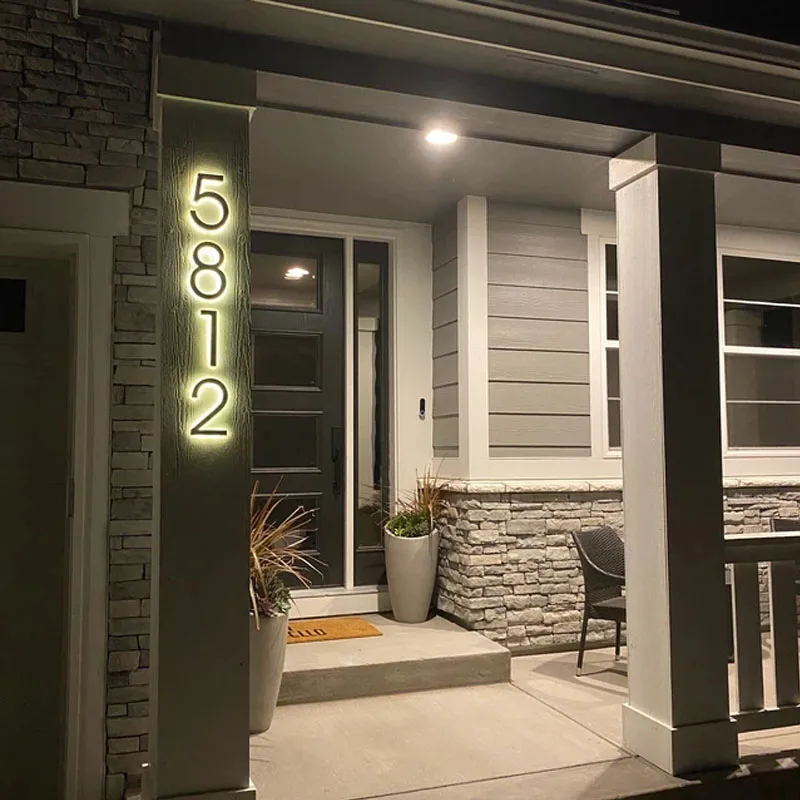 

House Numbers Letters Metal 3D LED Lighting Modern Advertising Light Commercial Signs Shop Store Home Outdoor Lamp Customize