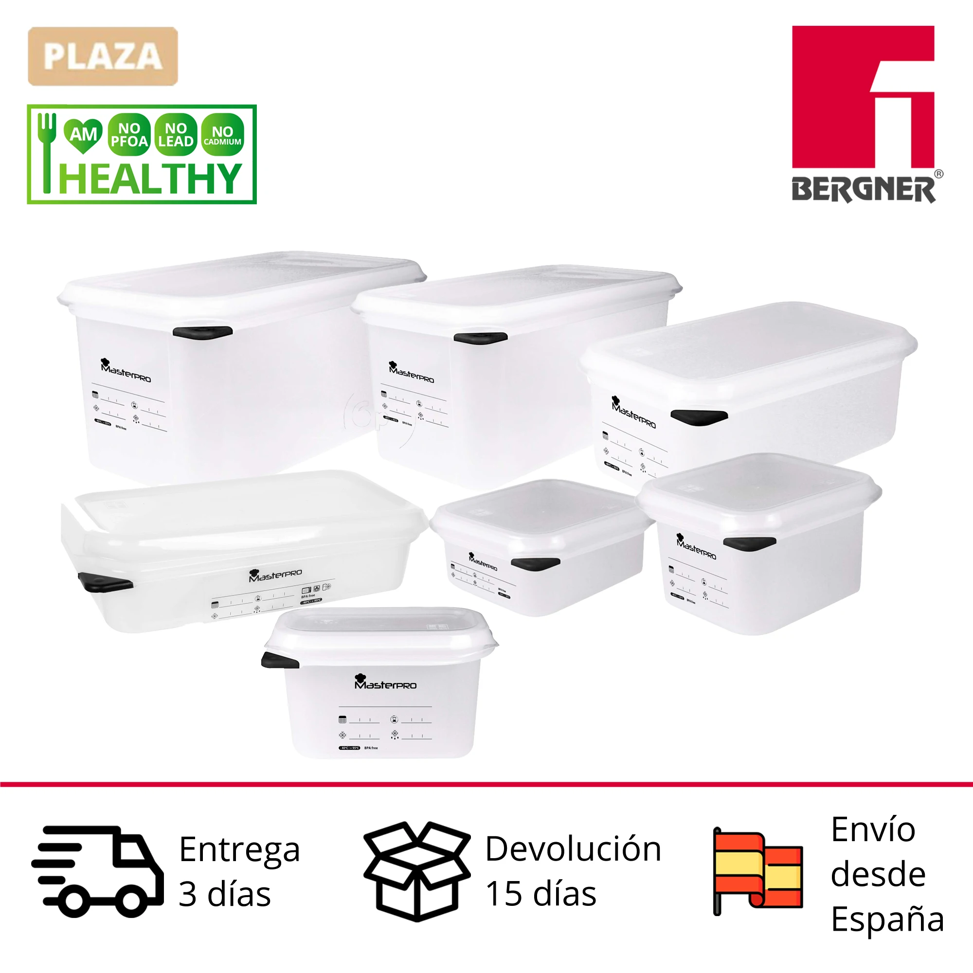 Watertight BERGNER Foodies MP food storage, in polypropylene suitable for microwave and dishwasher