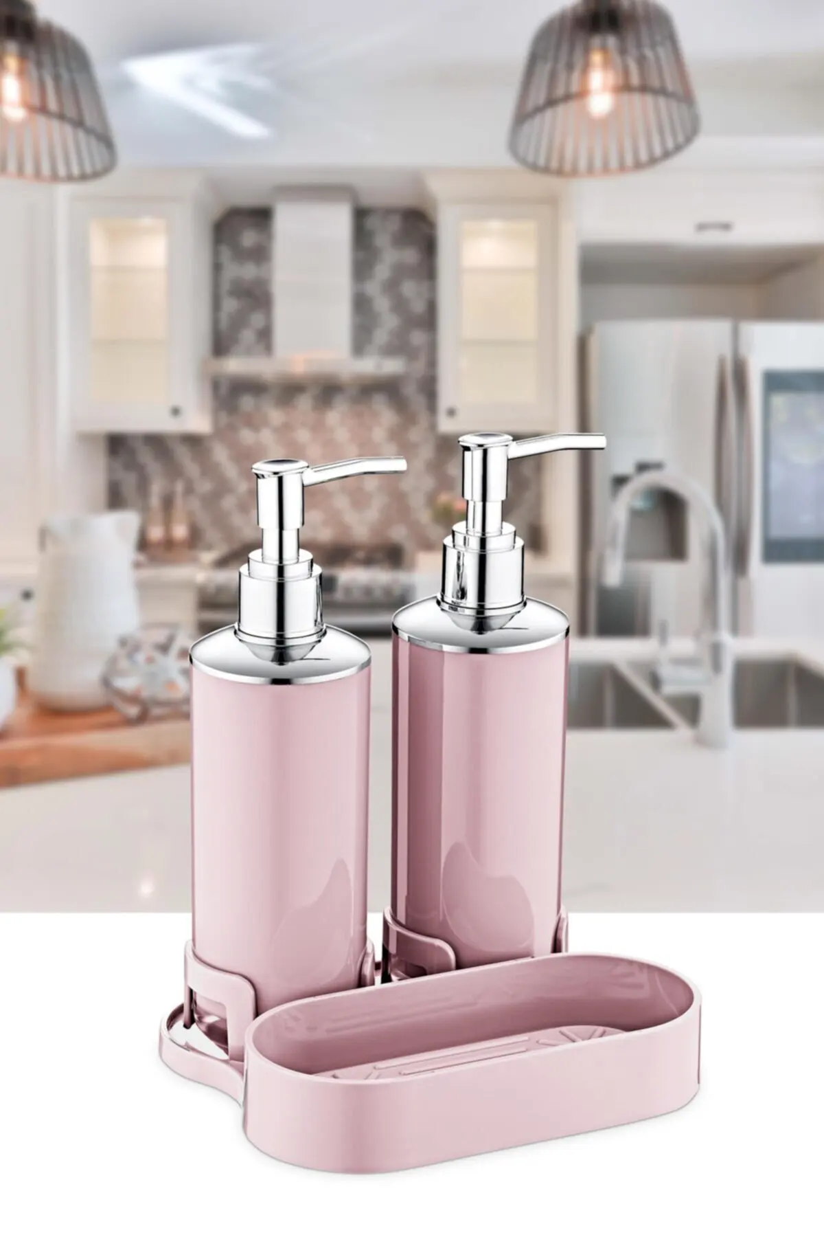 

Kitchen accessories Sink Countertop Liquid Hand Soap Dispenser Pump Bottle Caddy with Storage Compartment Holds Stores Scrubbers