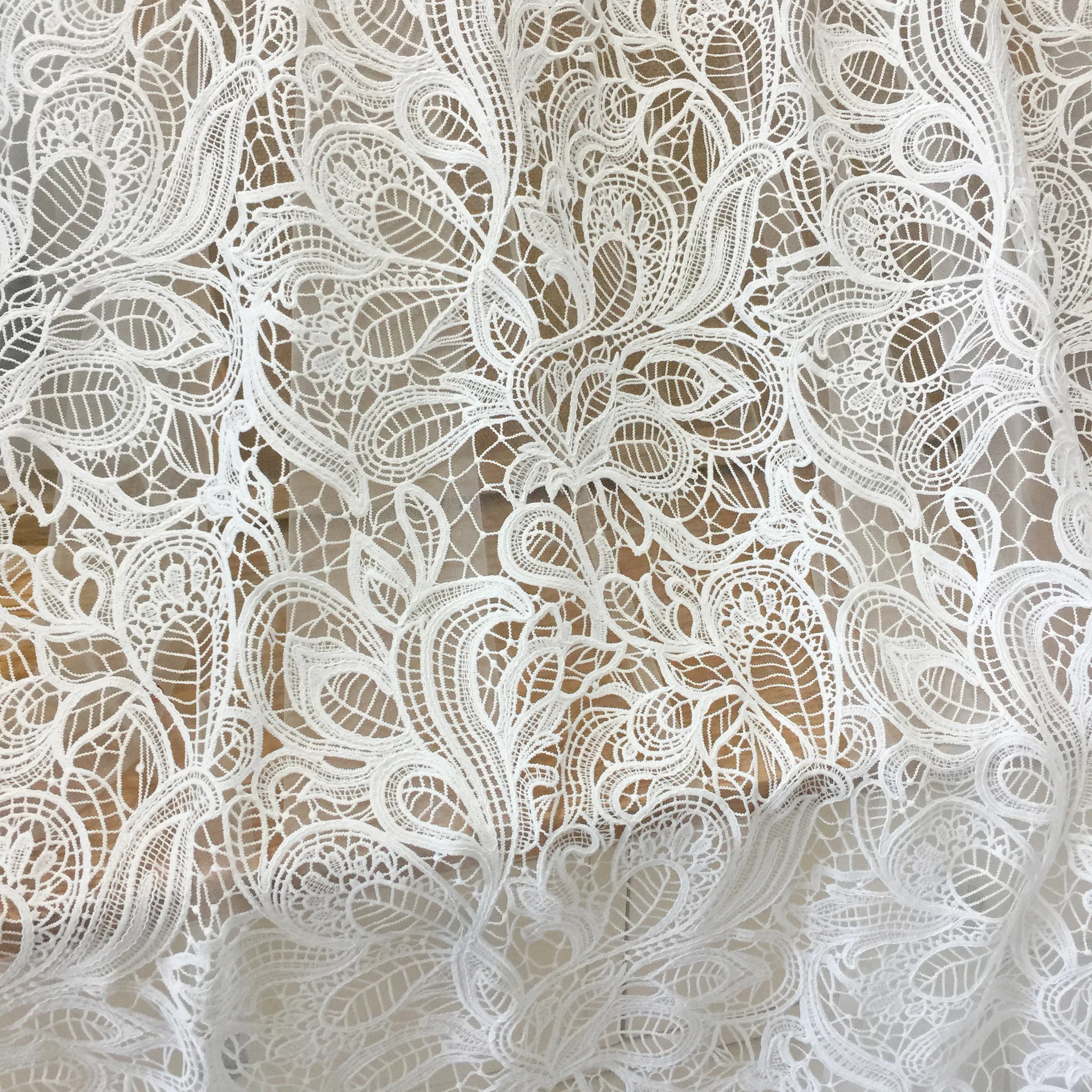 1 Yard Guipure Wedding Dress Lace Fabric, Boho Alencon Bridal Gown Fabric Off White Crochet Couture Lace 140cm Wide