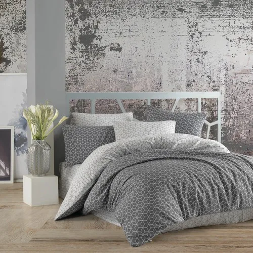 SIRMAK Ranforce Puzzle Gray Double Duvet Cover Set, Fast Shipping from Turkey